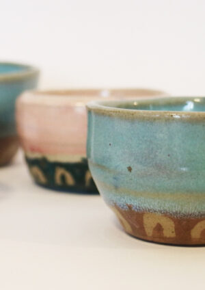 Ceramic Cups Set - pink/Blue Glaze