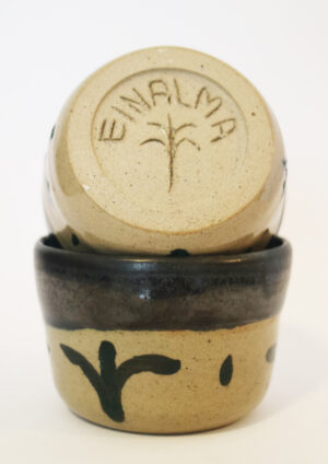 Ceramic Cups Set - Black/Palms Glaze