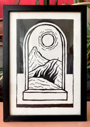 Run Fire Run 1- Black Ink (Framed) (19*26 cm)