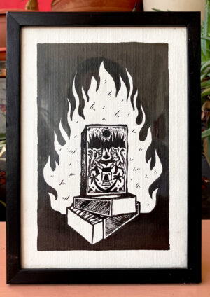 Run Fire Run 4 - Black Ink (Framed) (19*26 cm)