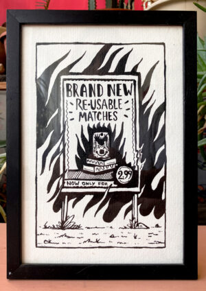 Run Fire Run 5 - Black Ink (Framed) (19*26 cm)