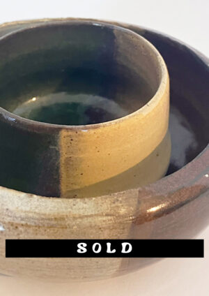 Ceramic Bowl-N'-Cup Couple - Forest Glaze