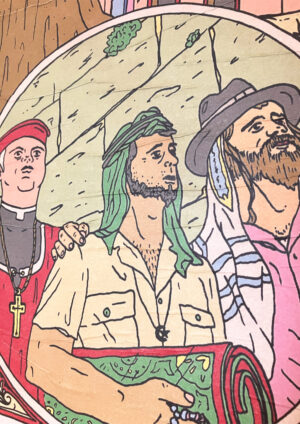 1967 - Wallpaper on wood (88*64 cm)