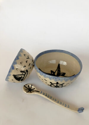 Blue Sailing Set - Bowl + Cup + Spoon