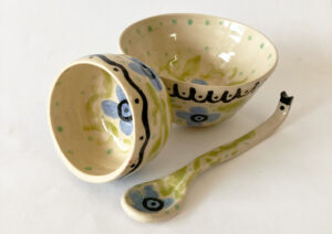 Blue Flower Set - Bowl + Cup + Spoon