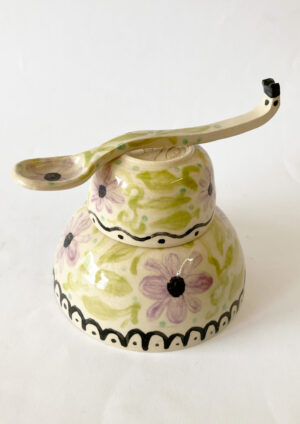 Purple Flower Set - Bowl + Cup + Spoon