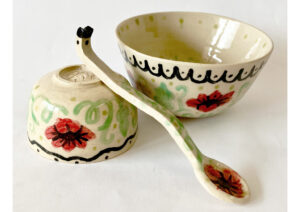 Red Flower Set - Bowl + Cup + Spoon