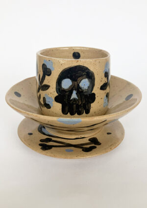 Blue CrossBones Set - Bowl + Cup + Plate