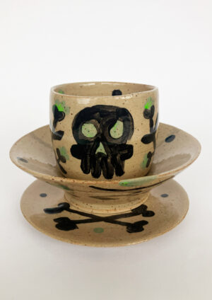 Green CrossBones Set - Bowl + Cup + Plate