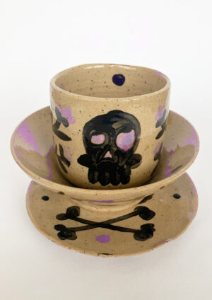 Purple CrossBones Set - Bowl + Cup + Plate