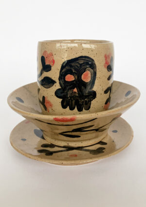 Red CrossBones Set - Bowl + Cup + Plate